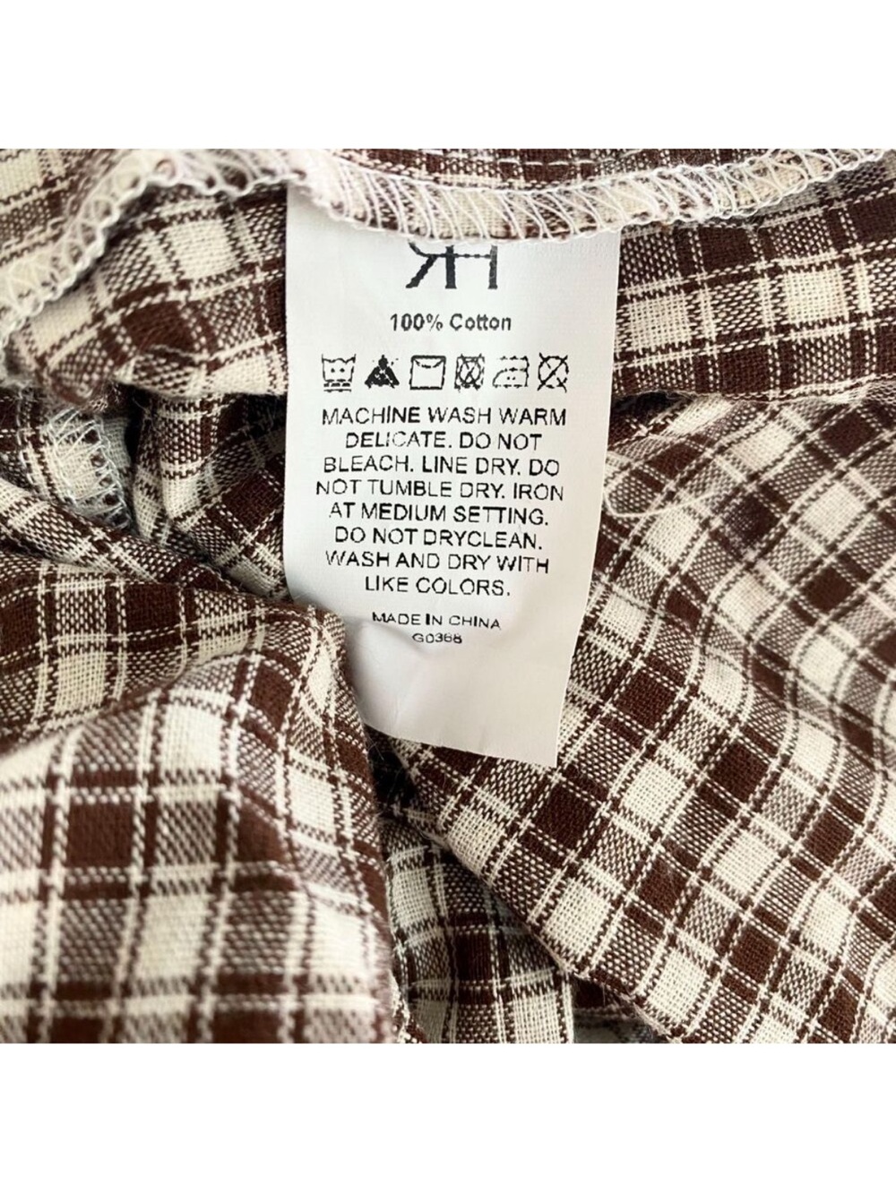 RIHOAS Brown Gingham Smocked Midi Dress - Picture 4 of 4